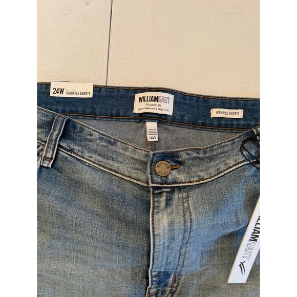 087 William Rast NWT Embroidered Floral Denim High Rise Shorts Sz 24W - Picture 2 of 6